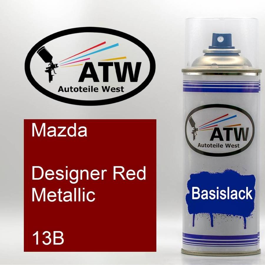 Mazda, Designer Red Metallic, 13B: 400ml Sprühdose, von ATW Autoteile West.